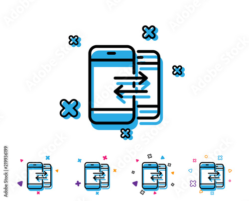 Phone Communication line icon. Incoming and Outgoing call sign. Conversation or SMS symbol. Line icon with geometric elements. Bright colourful design. Vector