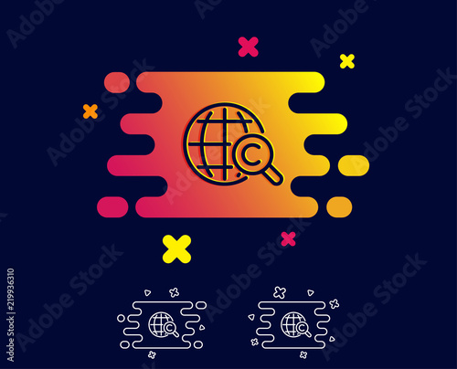 International Ð¡opyright line icon. Copywriting sign. World symbol. Gradient banner with line icon. Abstract shape. Vector