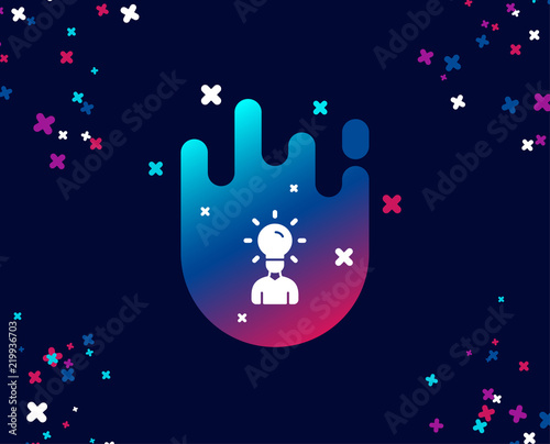 Human silhouette with Idea lamp simple icon. Business or Education concept sign. Cool banner with icon. Abstract shape with gradient. Vector