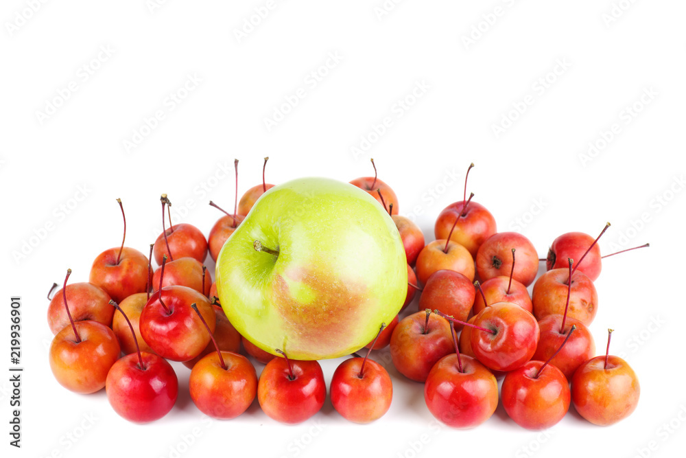 Big green and small red crab apples Big green and small red crab apples