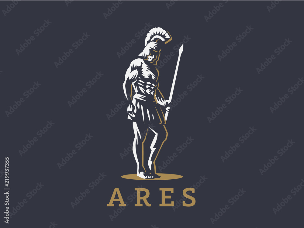 God Ares or Mars with a spear. God Ares or Mars with a spear.