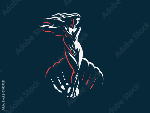 Aphrodite or Venus. Vector emblem. photo