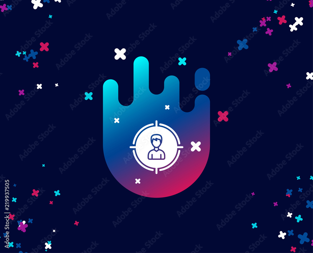 Head hunting simple icon. Business target or Employment sign. Cool banner with icon. Abstract shape with gradient. Vector Head hunting simple icon. Business target or Employment sign. Cool banner with icon. Abstract shape with gradient. Vector