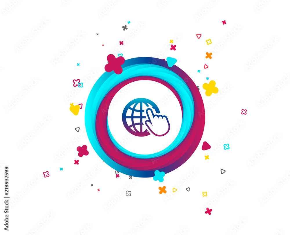 Fototapeta premium Internet sign icon. World wide web symbol. Cursor pointer. Colorful button with icon. Geometric elements. Vector