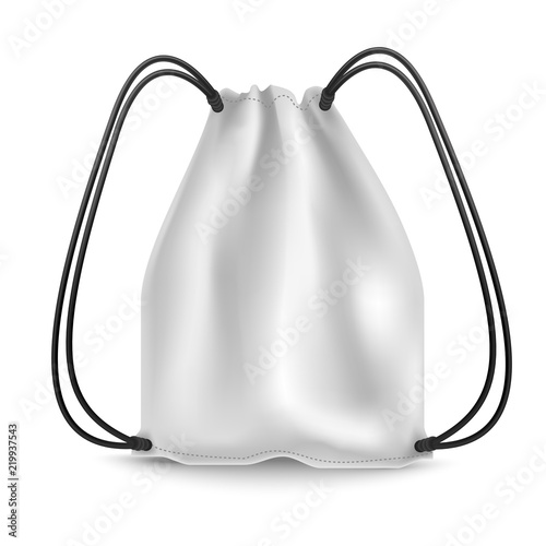 Realistic Detailed 3d White Blank Sports Backpack Template Mockup Set. Vector