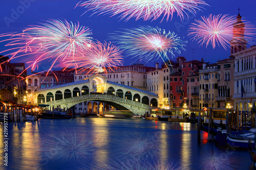 Vászonkép Fireworks in Venice