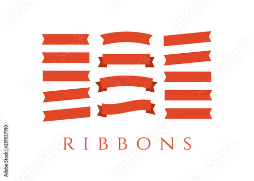 Flat vector ribbons banners flat. Banner ribbon vector set photo