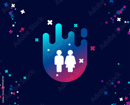 Restroom simple icon. WC toilet sign. Public lavatory symbol. Cool banner with icon. Abstract shape with gradient. Vector