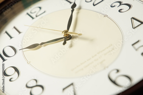 Slika na platnu The clockface of the wall clock of the room and scene of the hand