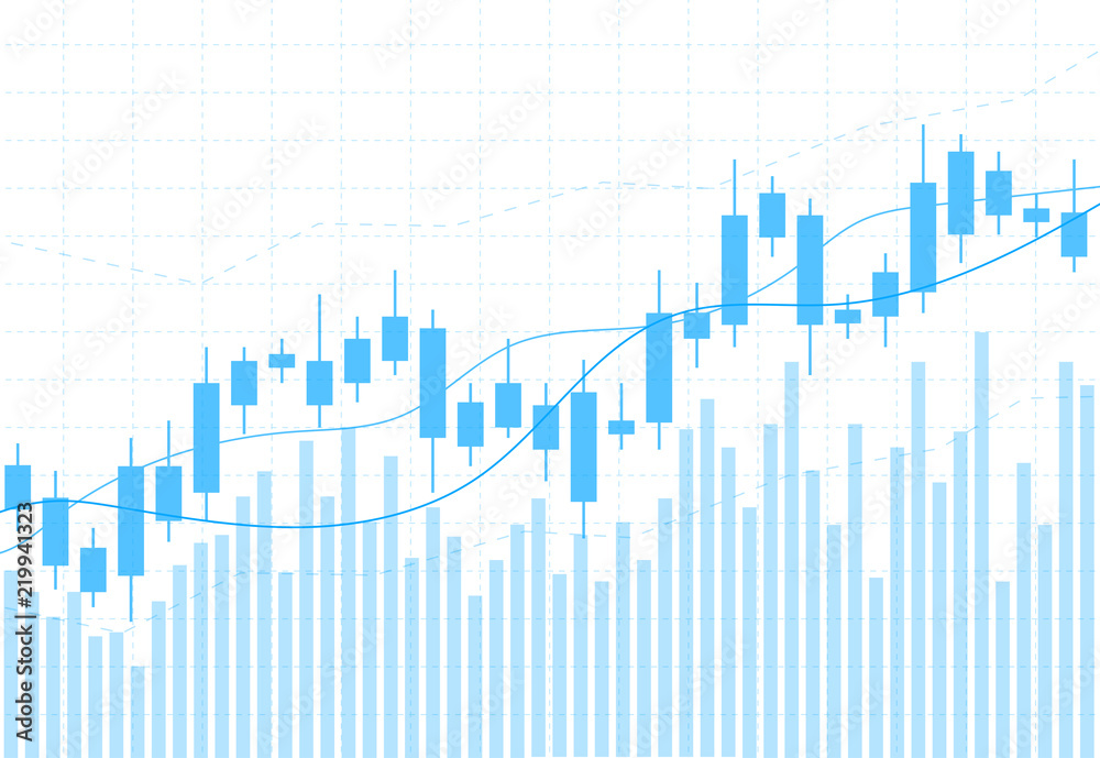 Business candle stick graph chart of stock market investment trading on background design. Bullish point, Trend of graph. Vector illustration