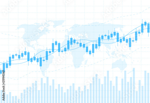 Business candle stick graph chart of stock market investment trading on background design. Bullish point, Trend of graph. Vector illustration