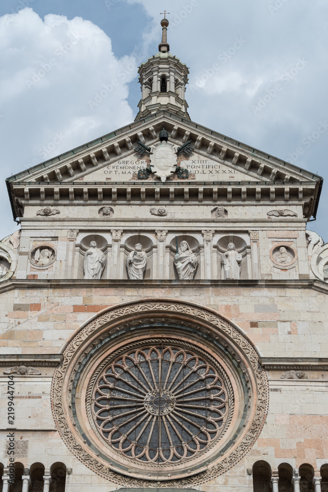 Ornate marble facade at Cremona Cathedral