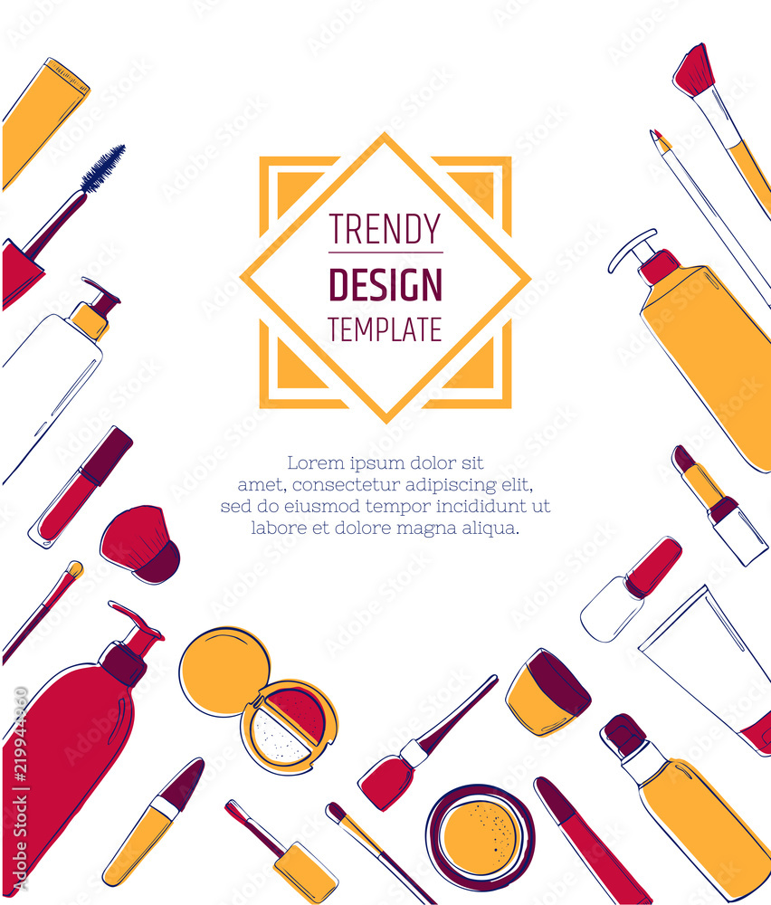 Beauty salon and make up bunner layout. Template of a poster, a flyer or a price tag. Advertising design template with space for text. Trendy style Beauty salon and make up bunner layout. Template of a poster, a flyer or a price tag. Advertising design template with space for text. Trendy style