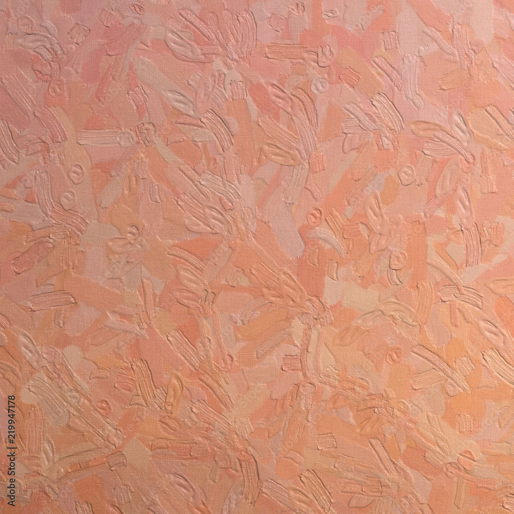 Fototapeta premium Pink Impasto with large brush strokes in square shape background illustration.