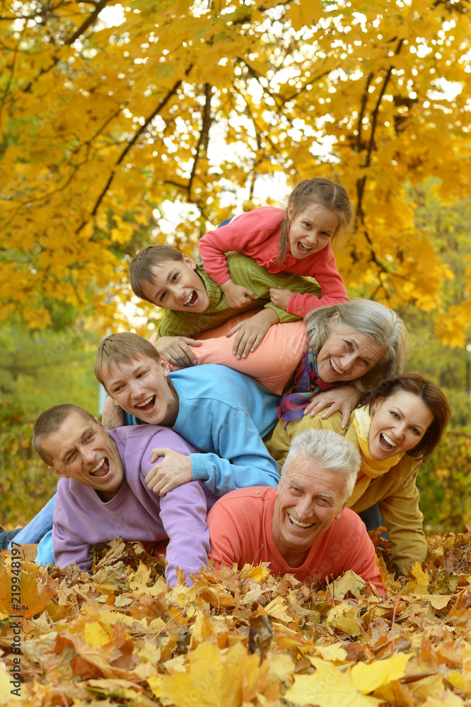 Fototapeta premium Portrait of a big family having fun