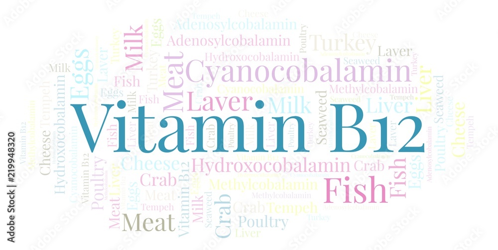 Obraz premium Vitamin B12 word cloud.
