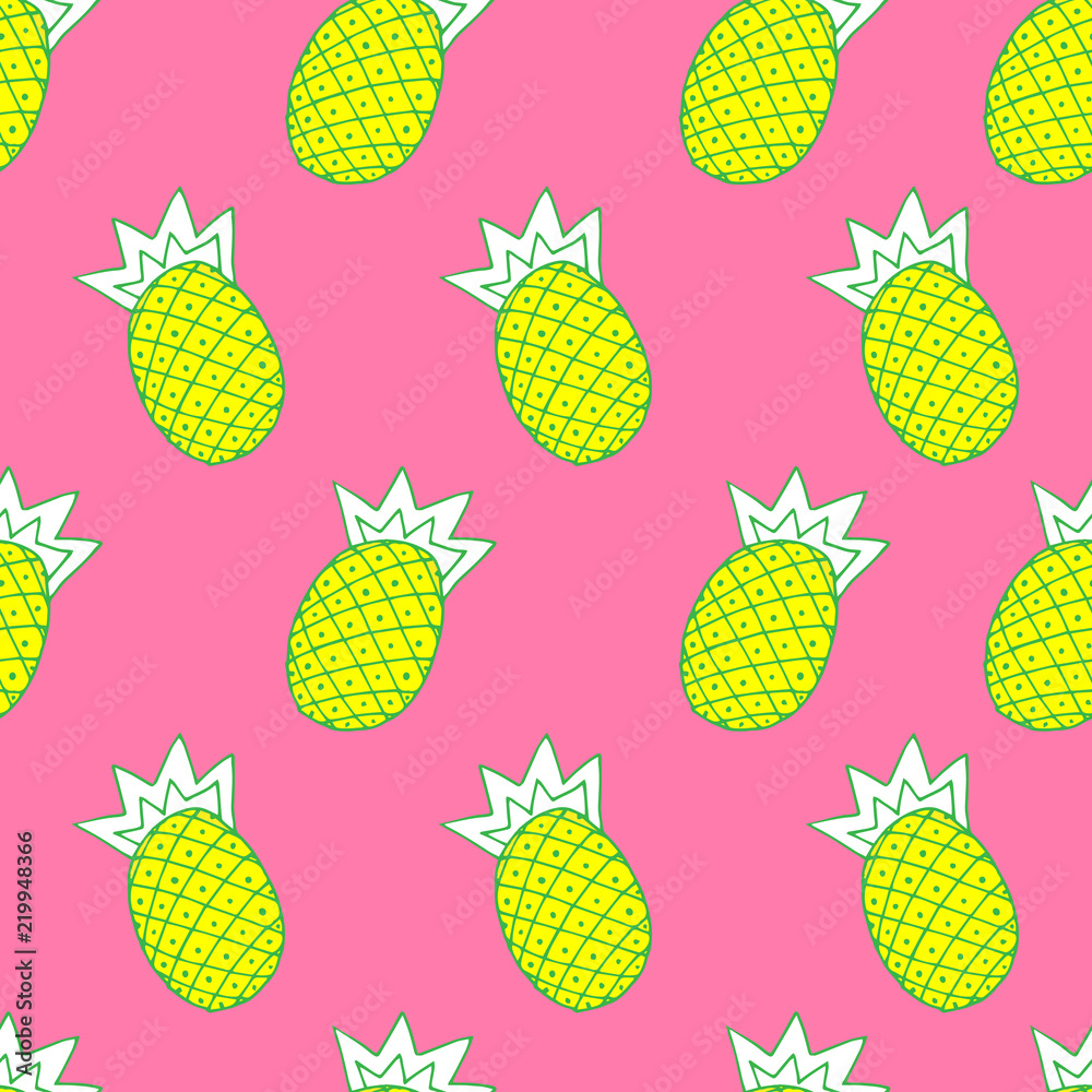 vector seamless fashionable background, illustration of pineapple on pink background vector seamless fashionable background, illustration of pineapple on pink background