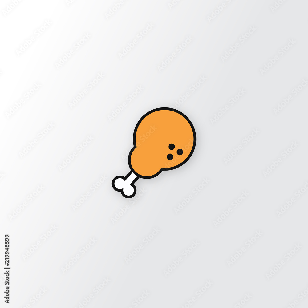 Grilled chicken leg thighs icon, Vector illustration. Flat style