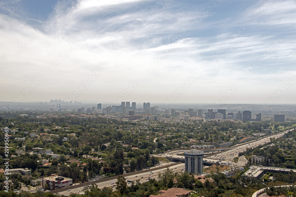 A view of Los Angeles cityscape from Getty museum in summer time