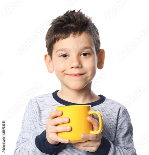 Cute little boy with cup of...