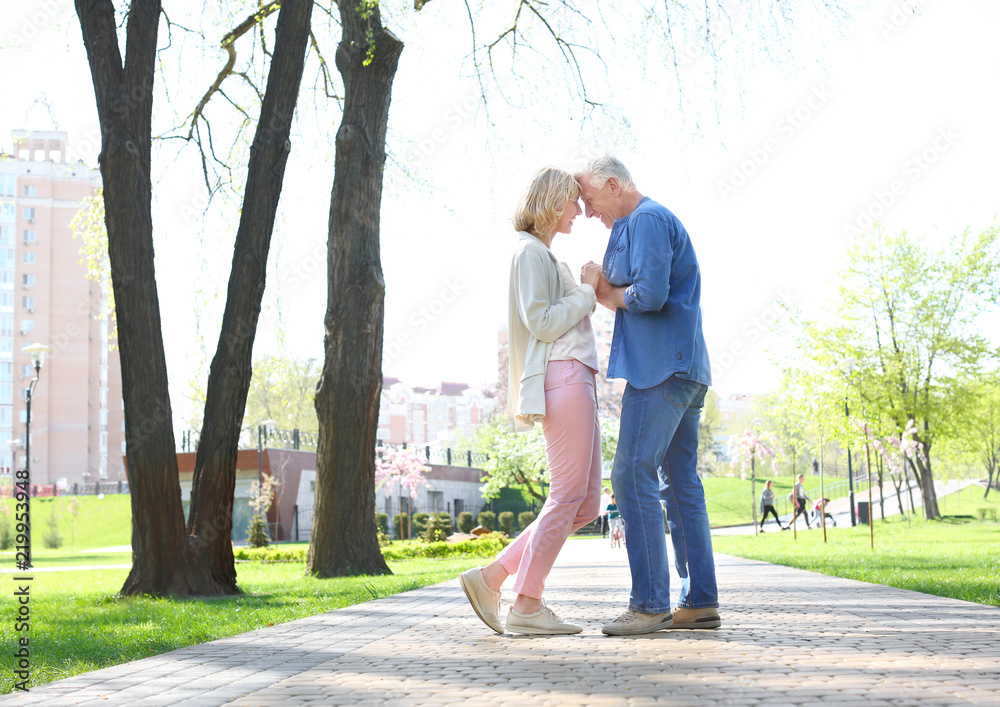 Fototapeta premium Mature couple resting in park on spring day