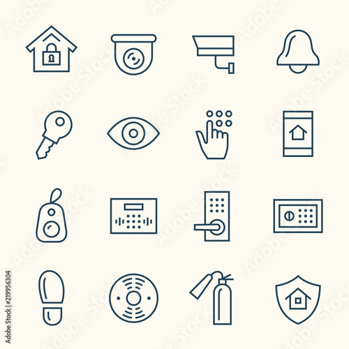 Home security line icons