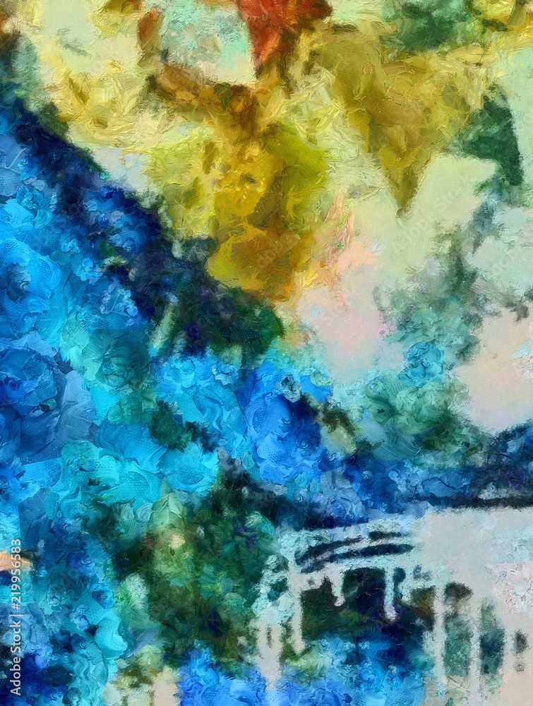 Fototapeta premium Abstract background, Grunge texture. Oil painting. Art pattern. Chaotic dry paint brush strokes. Simple textured backdrop. Impressionism style. Print design. Graphic product. Digital drawing. 
