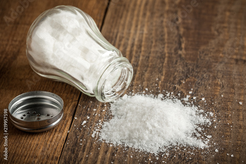 Salt on wooden table