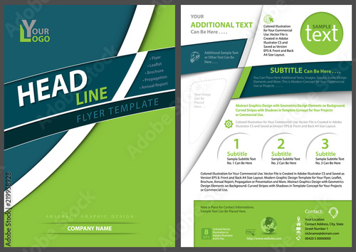 Modern Geometric Flyer Template with Curved Stripes - Abstract Background Ill...