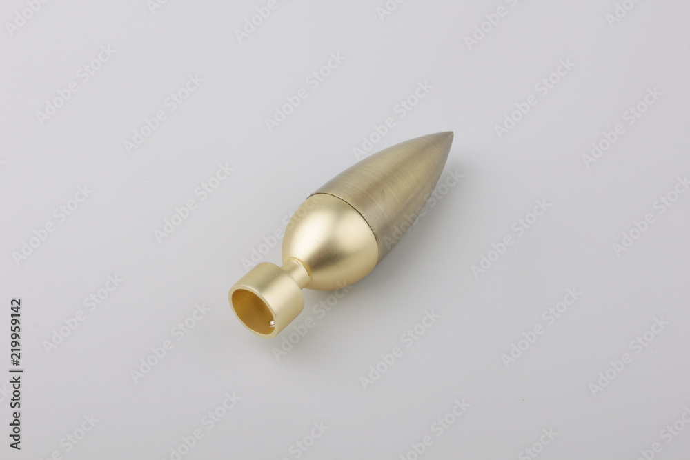 Tips for curtain poles on a white background. Ending for curtain eaves. Finials for curtain cornices.