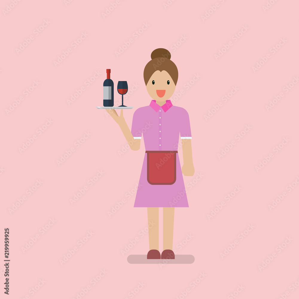 Waitress character cartoon Waitress character cartoon