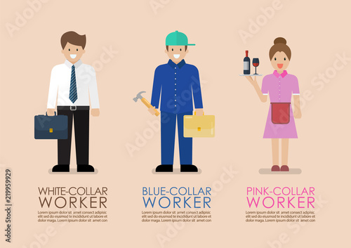 White Blue and Pink collar workers infographic