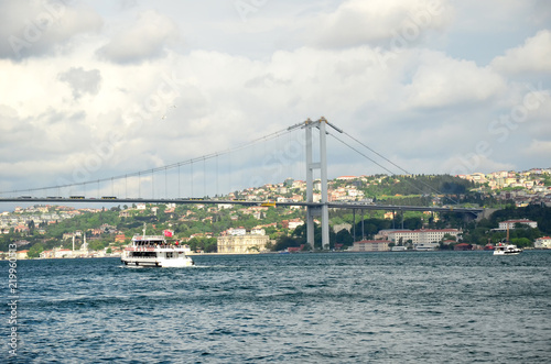 Bosphorus Bridge on a sunny day with background cloudy  sky in Istanbul, Turkey.  © Iryna