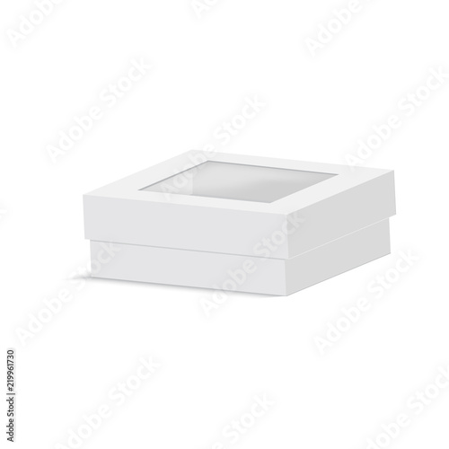 Blank paper box packaging with plastic window. Vectorş