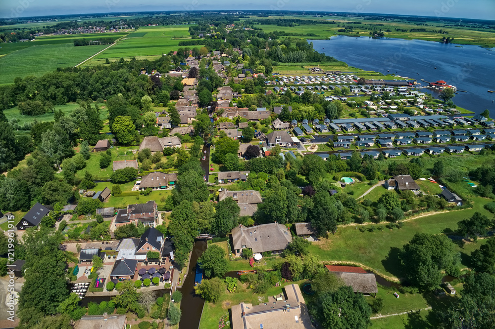 aerial view of Giethoorn village in the Netherlands