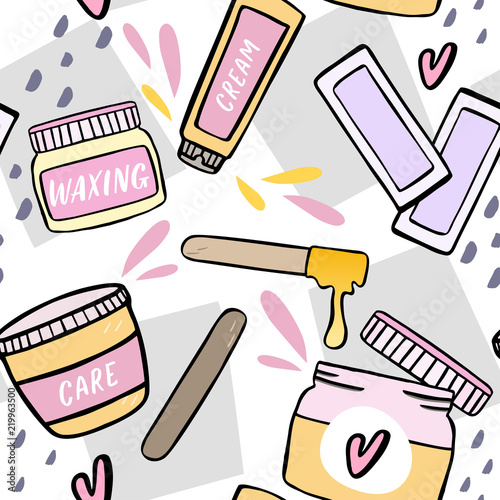 Seamless pattern with waxing and hair removal illustration.
