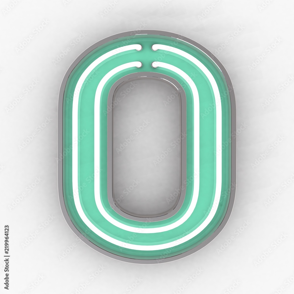 Obraz premium neon sign number 0 3d render
