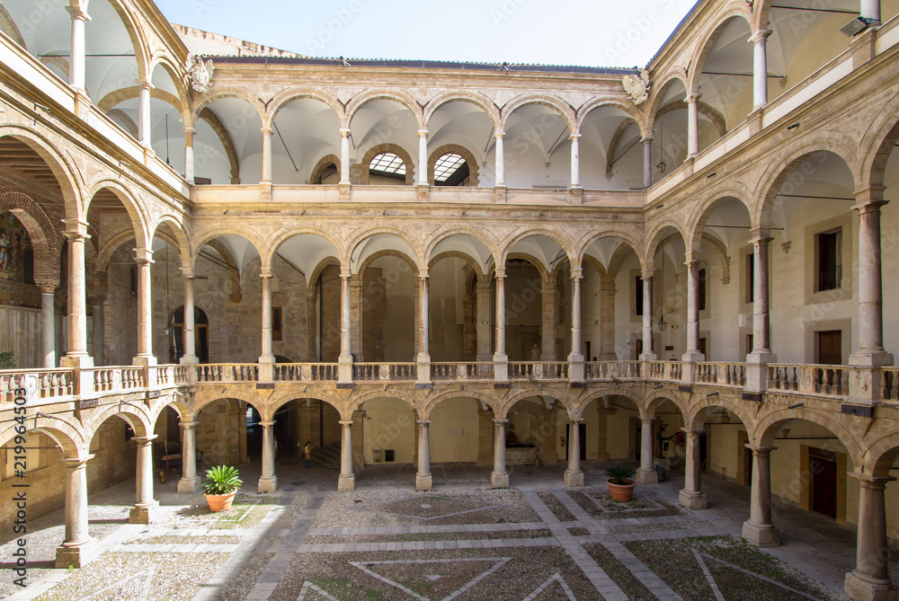 Courtyard of Palazzo Reale in Palermo, italy