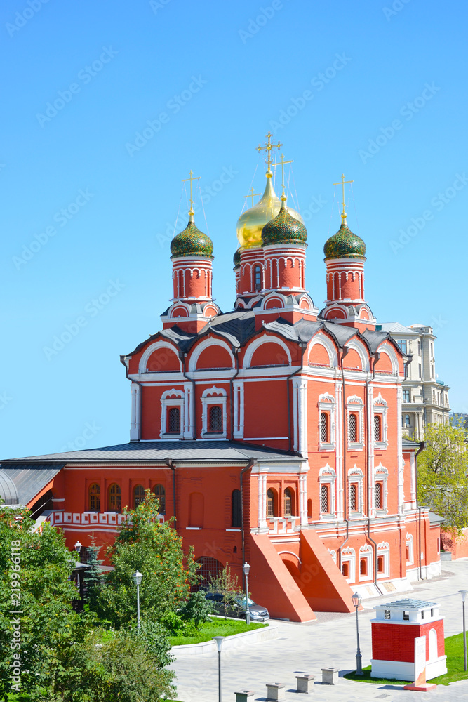 Znamensky Cathedral is the main temple of the former Znamensky Monastery. It was built in 1679-1684. Moscow, 2018.