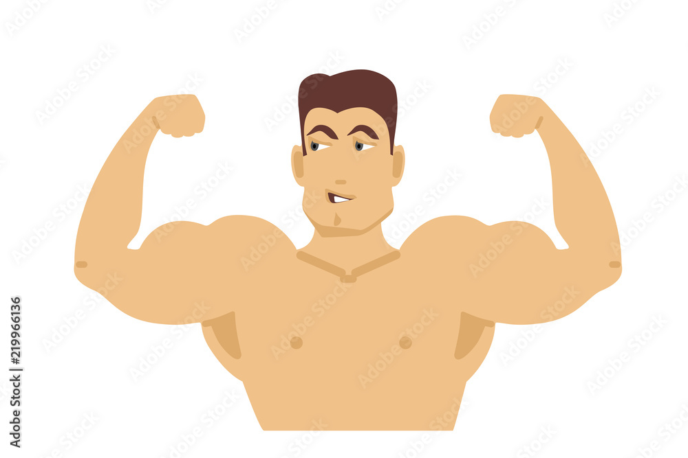 Torso of a male bodybuilder. Flat design. Vector illustration Torso of a male bodybuilder. Flat design. Vector illustration
