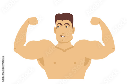 Torso of a male bodybuilder. Flat design. Vector illustration