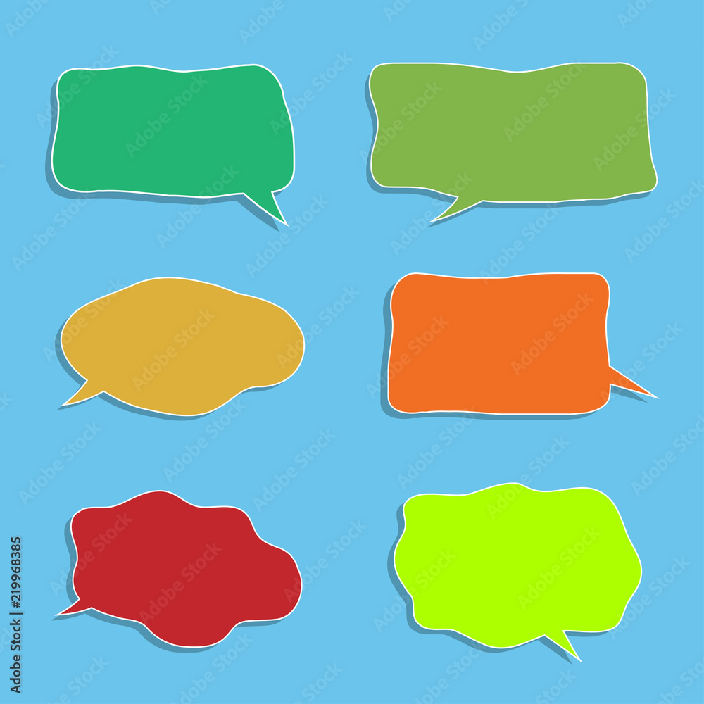 Vector set of stickers of speech bubbles. Blank empty speech bubbles Vector set of stickers of speech bubbles. Blank empty speech bubbles