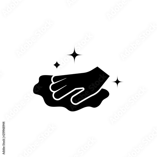 Cleaning Washing Rag, Hand Wiping Cloth. Flat Vector Icon illustration. Simple black symbol on white background. Cleaning Washing Rag, Hand Wiping sign design template for web and mobile UI element