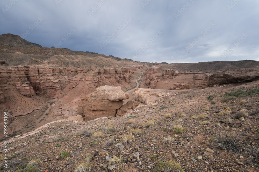 natural red stone canyon similar to the Martian landscape,Charyn Canyon in Kazakhstan