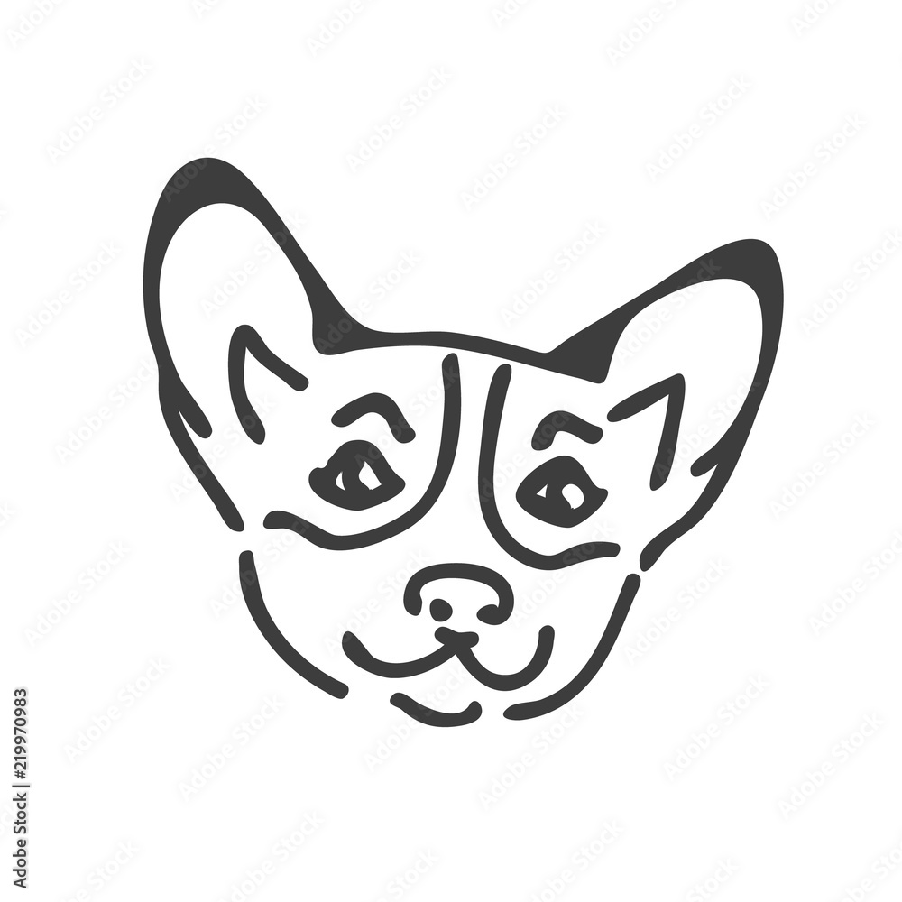 Corgi dog head tattoo design. Corgi head silhouette Corgi dog head tattoo design. Corgi head silhouette