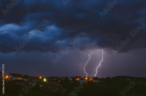 Summer thunderstorm and lightnings