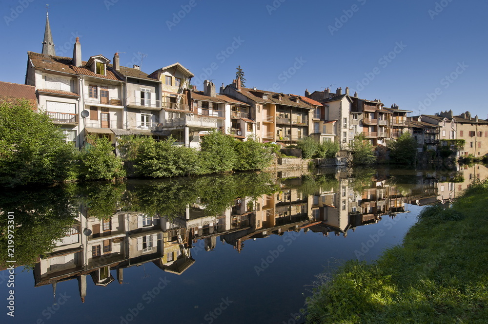 France, South-Western France, Cantal, Aurillac, houses along the Jordanne River France, South-Western France, Cantal, Aurillac, houses along the Jordanne River