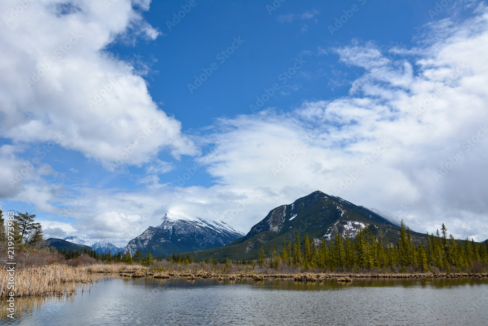 Mist Covered Mountain across a Lake