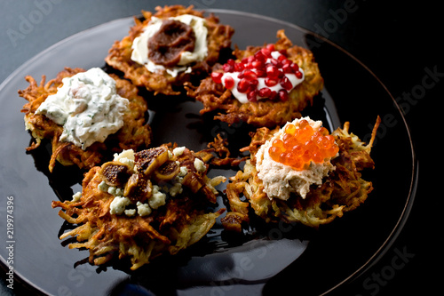 Traditional Hanukkah latkes photo