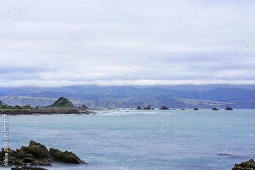 Beautiful scenery of Taputeranga Marine Reserve is located on Wellington  's South coast covering Island Bay , Owhiro Bay and Houghton Bay , Wellington , North Island of New Zealand